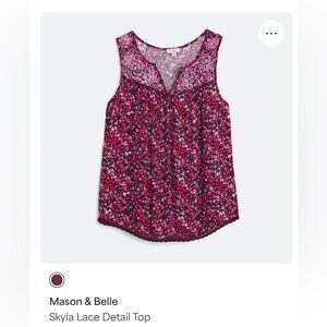 Mason & Belle Skyla Lace Detail Top - Pink Floral